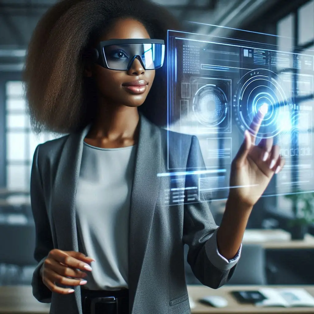 woman using smart glasses